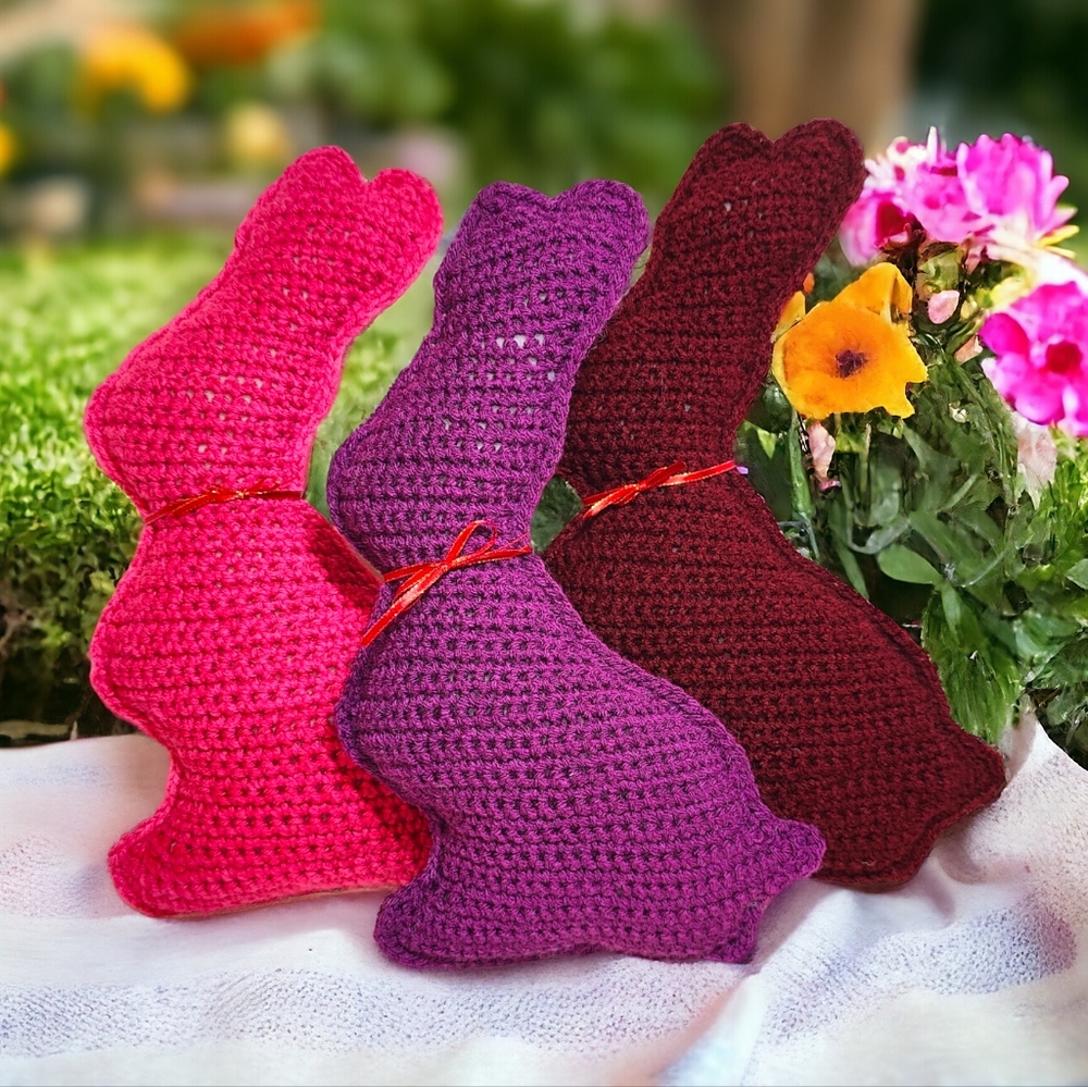 Handmade Crochet Chocolate Easter Bunny Pillow Stuffed Animal Toy